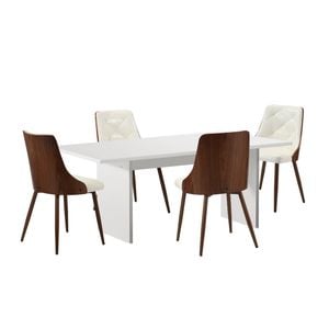 Oikiture  4-seater Rectangular Dining Table And Chairs Wooden Kitchen Dining Set