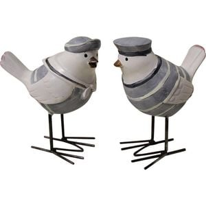 2pc LVD Beach Birds Decorative Sculpture Tabletop Home/Lounge Decor 11x11.5cm