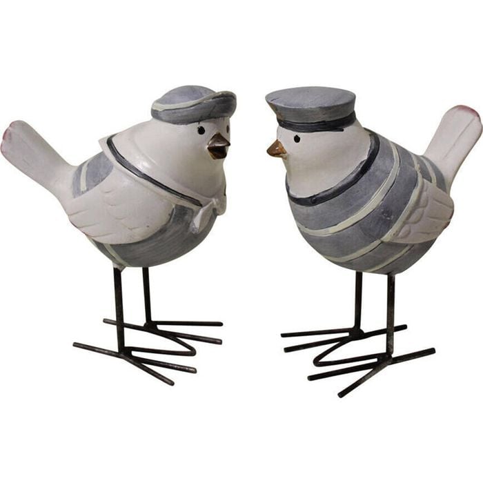 2pc LVD Beach Birds Decorative Sculpture Tabletop Home/Lounge Decor 11x11.5cm
