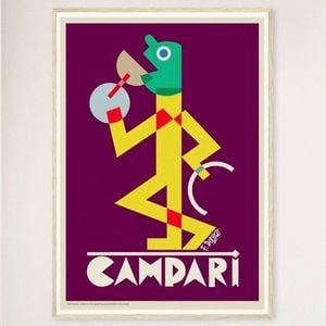 Galrie Campari Viola Vintage Advertising Poster by Fortunato Depero (1928) Classic Art, Wood Frame, 50 x 70cm (20 x 28inch)