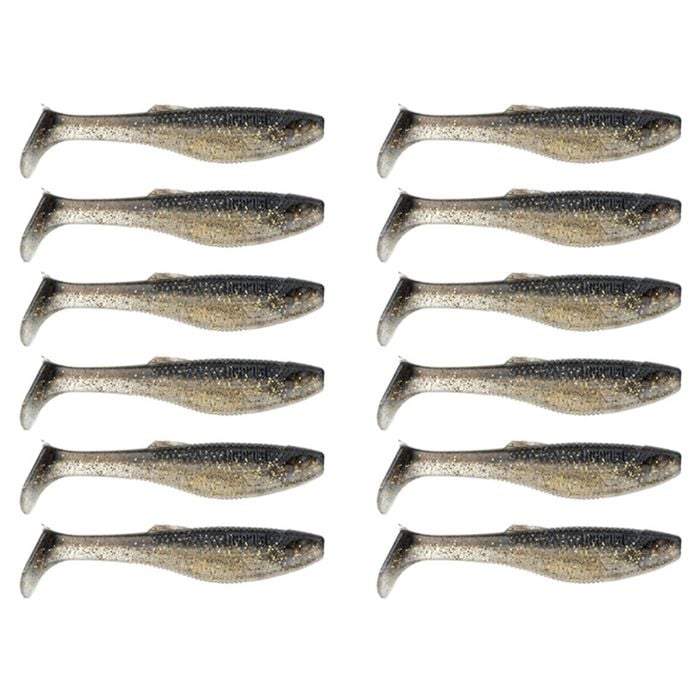 2x 6PK 3In Rapala Crush City Heavy Hitter Plastic Paddle Tail Lures -Black Gold