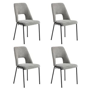 Oikiture 4x Dining Chairs Chenille Fabric Grey