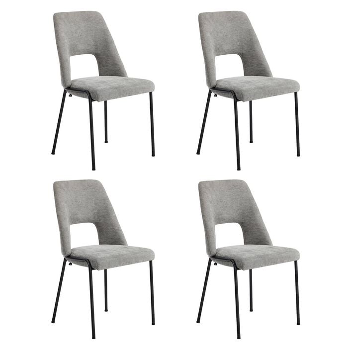 Oikiture 4x Dining Chairs Chenille Fabric Grey