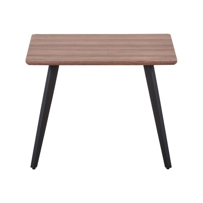 Peony Wooden Side Table Metal Legs Base Dining Room Furniture - Brown