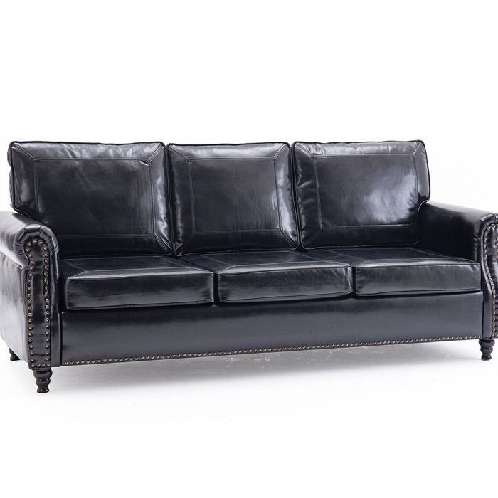 Cassandra 3-seater Sofa PU - Black