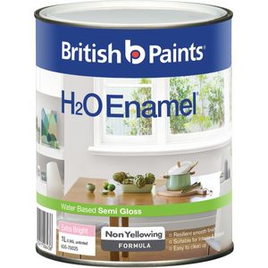 British Paints H2O Enamel Extra Bright Semi Gloss Water Based Enamel Paint - 1L