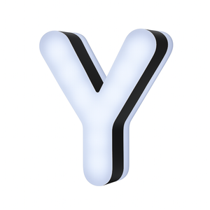 Lit Up 3D Led Letter Y Illuminated Opal Acrylic 100mmHx92mmWx23mmD
