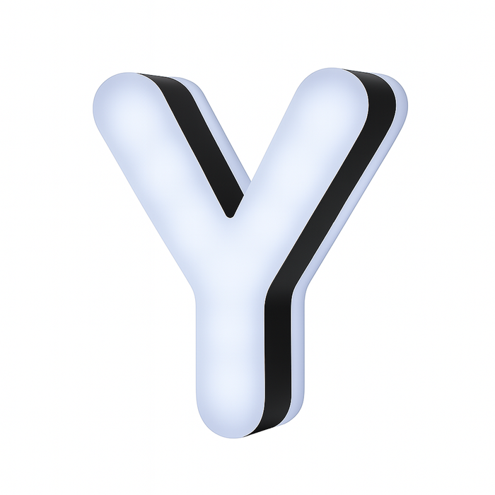 Lit Up 3D Led Letter Y Illuminated Opal Acrylic 100mmHx92mmWx23mmD