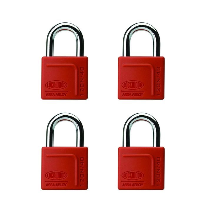 Lockwood 120N 40 + 25mm Alloy Silicon Shackle Padlock - 4 Pack