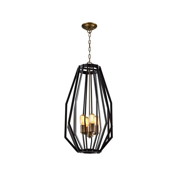 CLA Lighting GAMBA Wide/Narrow Angular Cage Pendant Light - Narrow Antique Brass