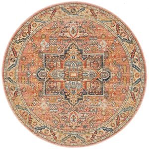The Rug Connection Heritage 850 Peach 150x150cm - Small Round Transitional Pet Friendly Indoor Rug