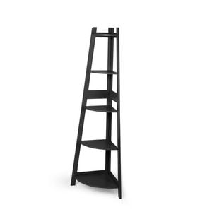 Levede 5-Tier Wooden Corner Shelf Ladder Display Black
