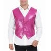 S Sequin Vest Waistcoat Disco Sparkle Costume Dance Party One Size Pink