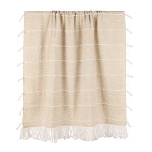 Amalfi Darby Wool Blend Woven Throw Natural & White 130x180x1cm