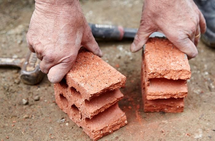 A brick that has been cut in half