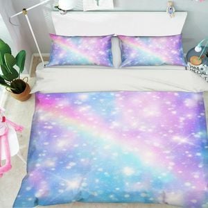 3D Rainbow Star 315 Bed Pillowcases Quilt Queen Size