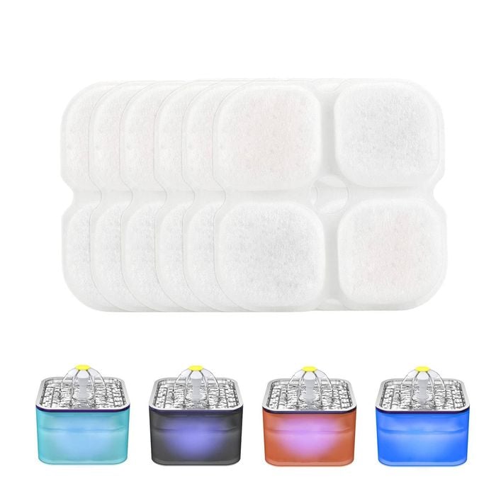 YES4PETS 8 Pack Cat Dog Water Fountain Filter Replacement Activated Carbon Ion Exchange Triple Filtration PW106