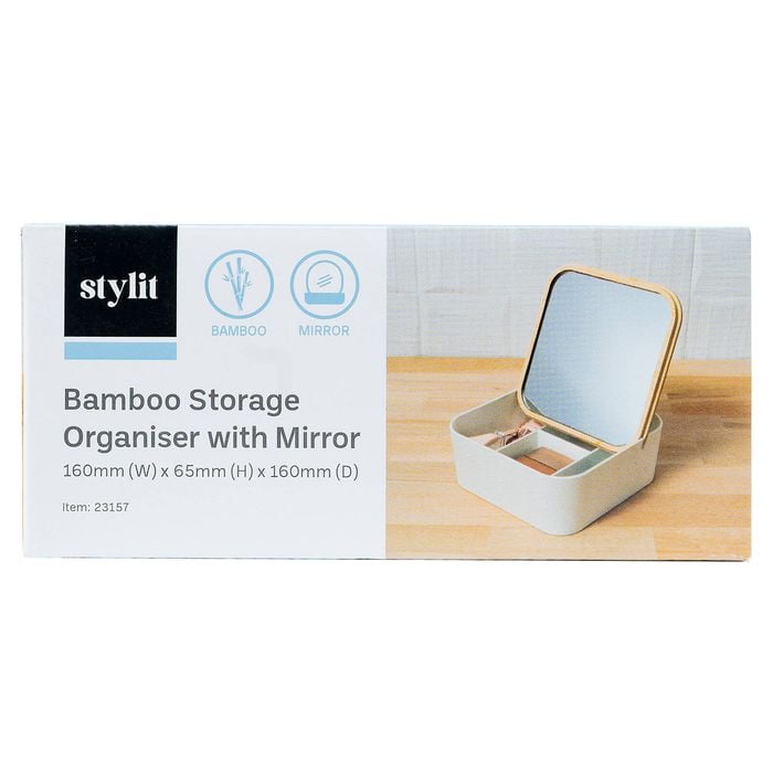 Stylit Bamboo Storage Organiser With Mirror