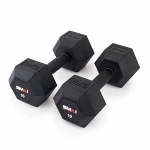Smai Rubber Hex Dumbbells - Apex (pair) - 37.5kg - Black
