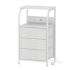 Ufurniture Nightstand 3 Fabric Drawers Bedside Table With Charging Station For Bedroom Living Room White