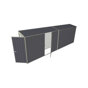 Build-a-Shed 0.8 x 6 x 2m Hinged Door Tunnel Shed with Single Hinged Side Door - Grey