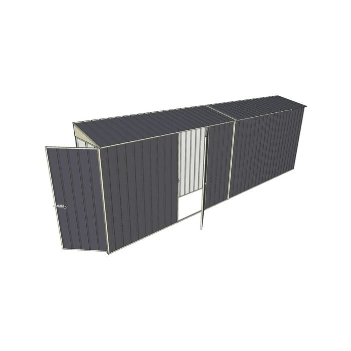 Build-a-Shed 0.8 x 6 x 2m Hinged Door Tunnel Shed with Single Hinged Side Door - Grey