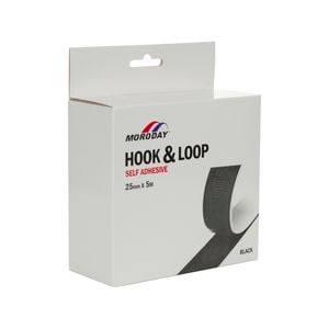 Moroday 25mm x 5m Black Hook And Loop Self Adhesive