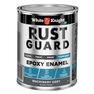 White Knight 1L Machinery Grey Gloss Rust Guard Epoxy Enamel Paint