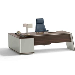Modern Furniture ANDERS Executive Desk Reversible Return 240cm Hazelnut & Beige