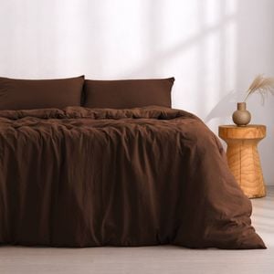 Dreamaker Superfine Washed Microfibre Quilt Cover Set Chocolate King Single Bed