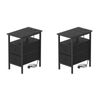 Ufurniture 2PCS LED Side Table w/ Charging Station Narrow End Table w/ Storage Drawer & Shelf Black