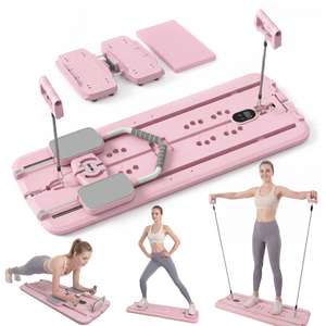 Maxu Foldable Pilates Reformer Board, Multifunction Home Workout Board, 204kg Max Load, Pink