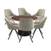 Henrik 7pc Set Round Dining Table Fabric Chair