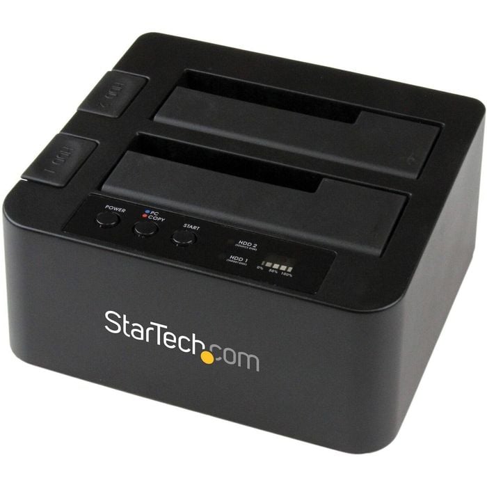 StarTech.com Standalone Hard Drive Duplicator Dock, External Dual Bay HDD/SSD Cloner/Copier