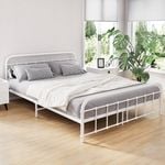 Artiss Metal Bed Frame Queen Size Bed Base Beds Platform White