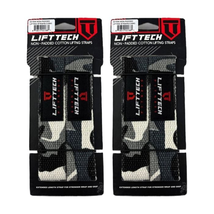 2x 2pc Lift-tech Cotton Heavy Lifting Support Durable Grip Straps Camo 21in