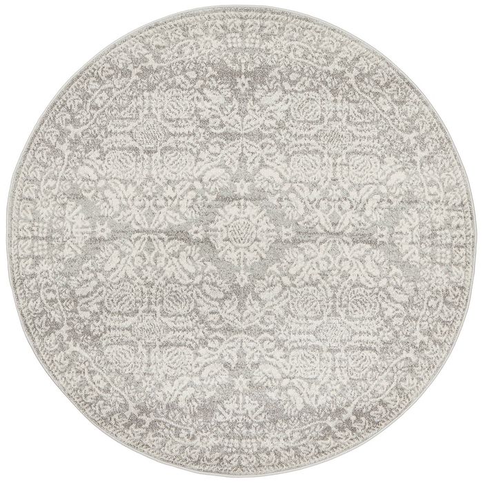Ama 358 Silver 240x240cm Round - Large Pet Friendly Power Loomed Rug
