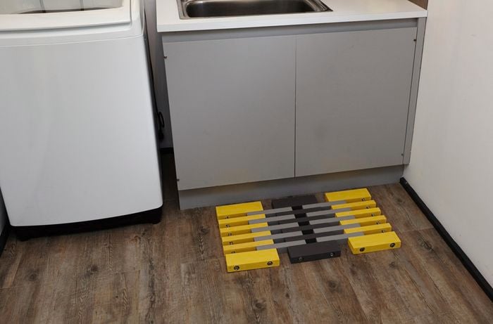 Wooden floor mat.