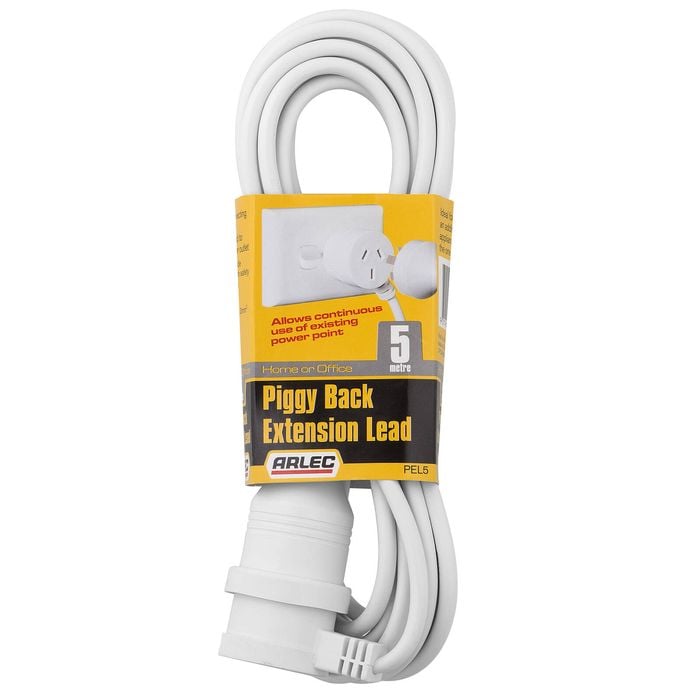 Arlec 5m White Piggyback Lead Extension