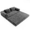Advwin 2 Seater Folding Sofa Bed 5-in-1 Convertible Floor Loveseat Sofa Corduroy Fold Out Sleeper Couch w/ Armrests Grey