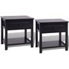 vidaXL 2x Bedside Cabinets Black Bedroom Nightstand Table Unit Furniture