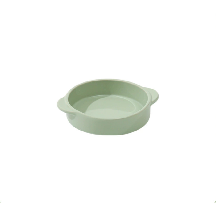 Dual-Handle Ceramic Pet Feeding Bowl/350ml/Green