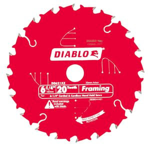 Diablo 160mm 20 Teeth Framing Cordless Circular Saw Blade