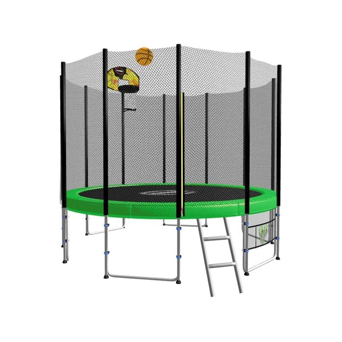 Kahuna Blizzard 14ft Trampoline With Basketball Set - Green