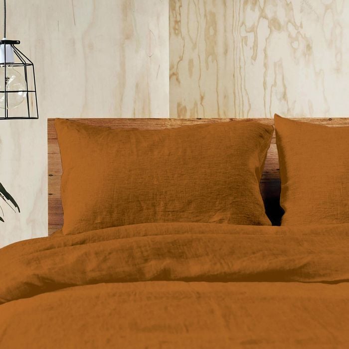 Doux 100% Linen Pillowcase Set 48cm x 74cm + 16cm - Terracotta