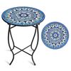 Catzon Metal Outdoor Side Table 14in Round Plant Stand-DarkBlue