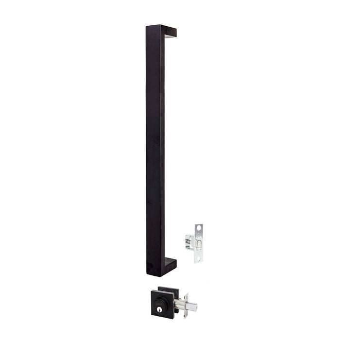 Gainsborough 600mm Matt Black G4 Series Keyed Oblong Pull Handle Entrance Set