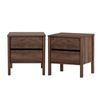 Oikiture 2x Bedside Table 2 Drawers Side Table Nightstand Handle-free Walnut