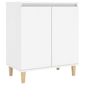 vidaXL Sideboard with Hardwood Legs White Composite Wood Home Organiser