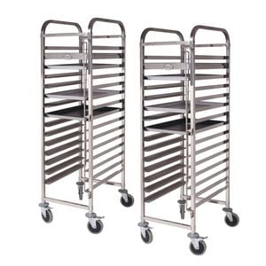 SOGA 2X 15-Tier 60x40cm Tray Bakery Trolleys – Stainless Steel